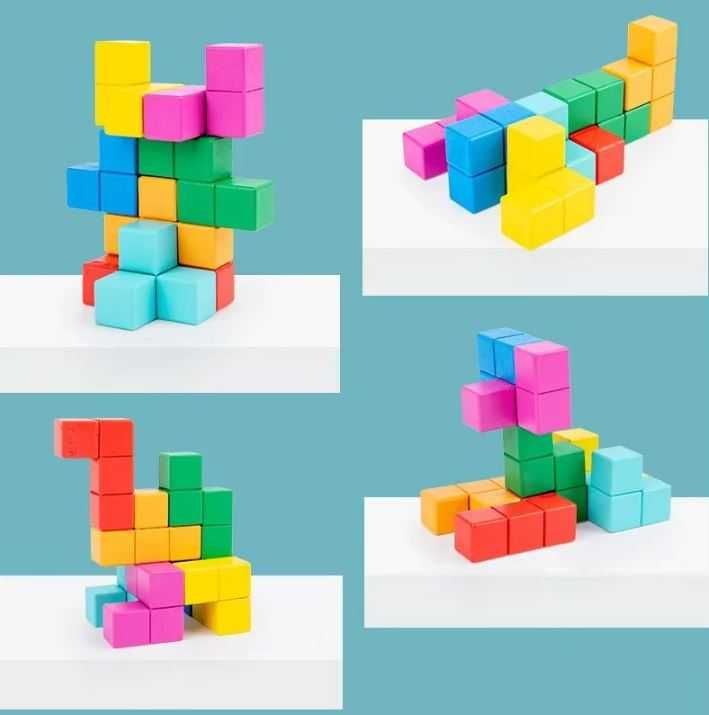 3d набор деревянных кубиков развивающая игра 4+ конструктор сортер