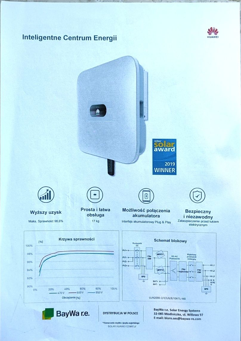 Falownik inwerter trójfazowy Huawei SUN2000 5KTL-M1 5kW Gwarancja!