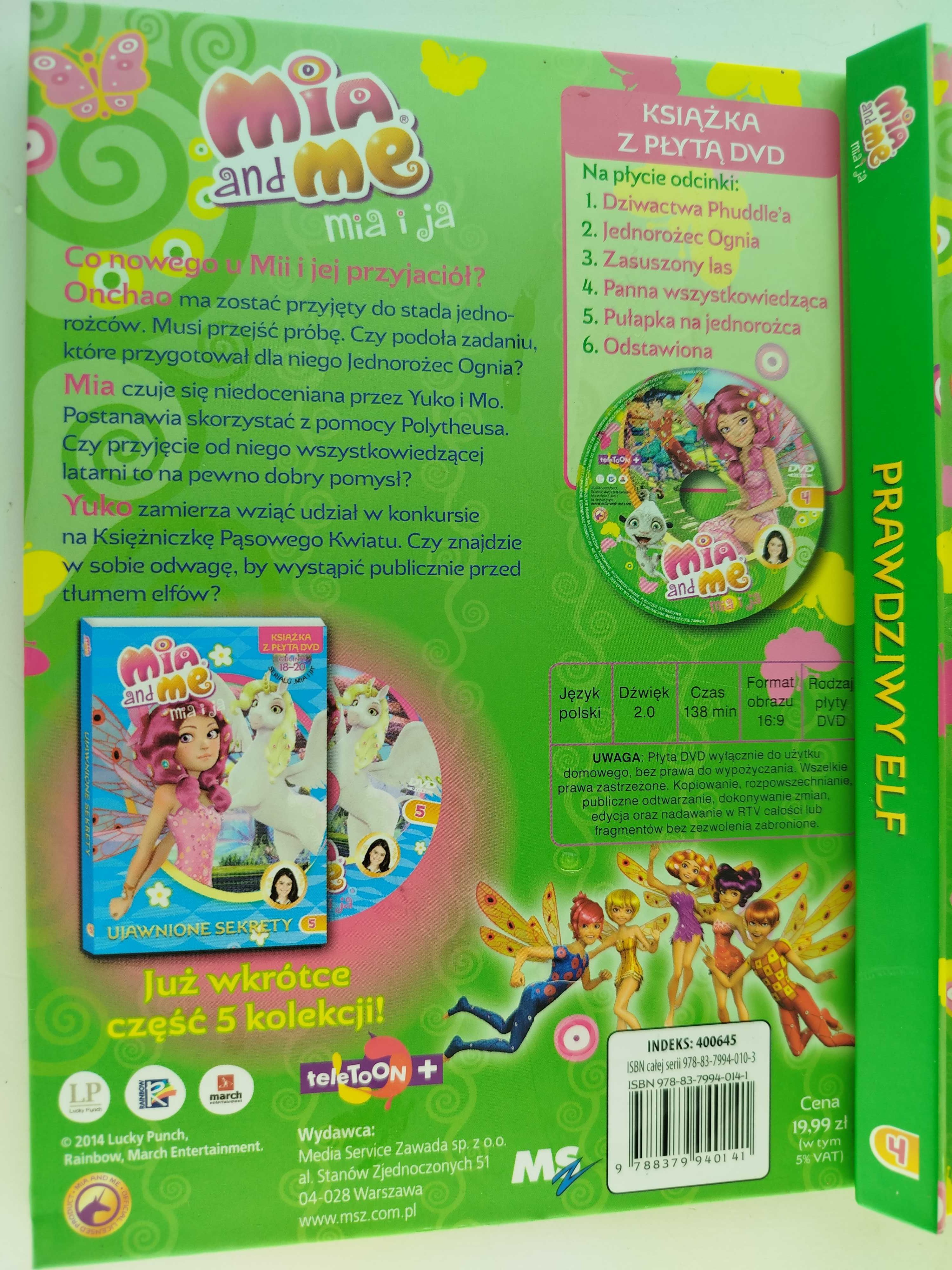 Mia and Me 4 Mia i Ja odc 12-17 Prawdziwy Elf DVD + książka dla dzieci