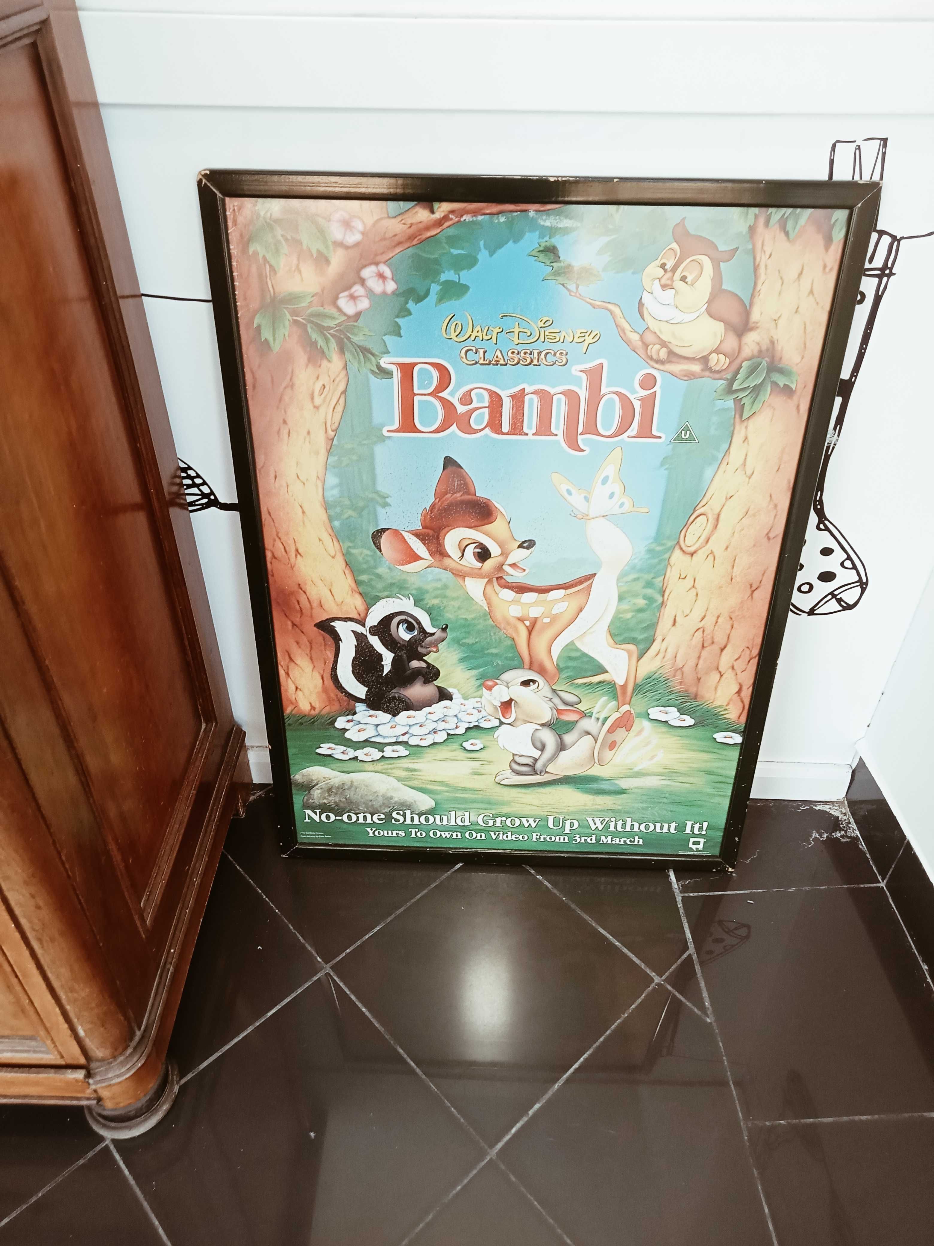 Cartaz do Filme "Bambi" Vintage em ótimo estado com moldura
