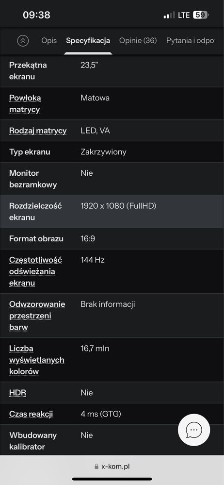 Monitor Samsung LC24RG50FZRXEN Curved