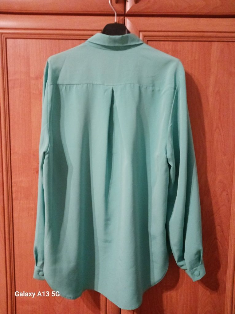 Miętowa bluzka koszulowa - Rozm.XL