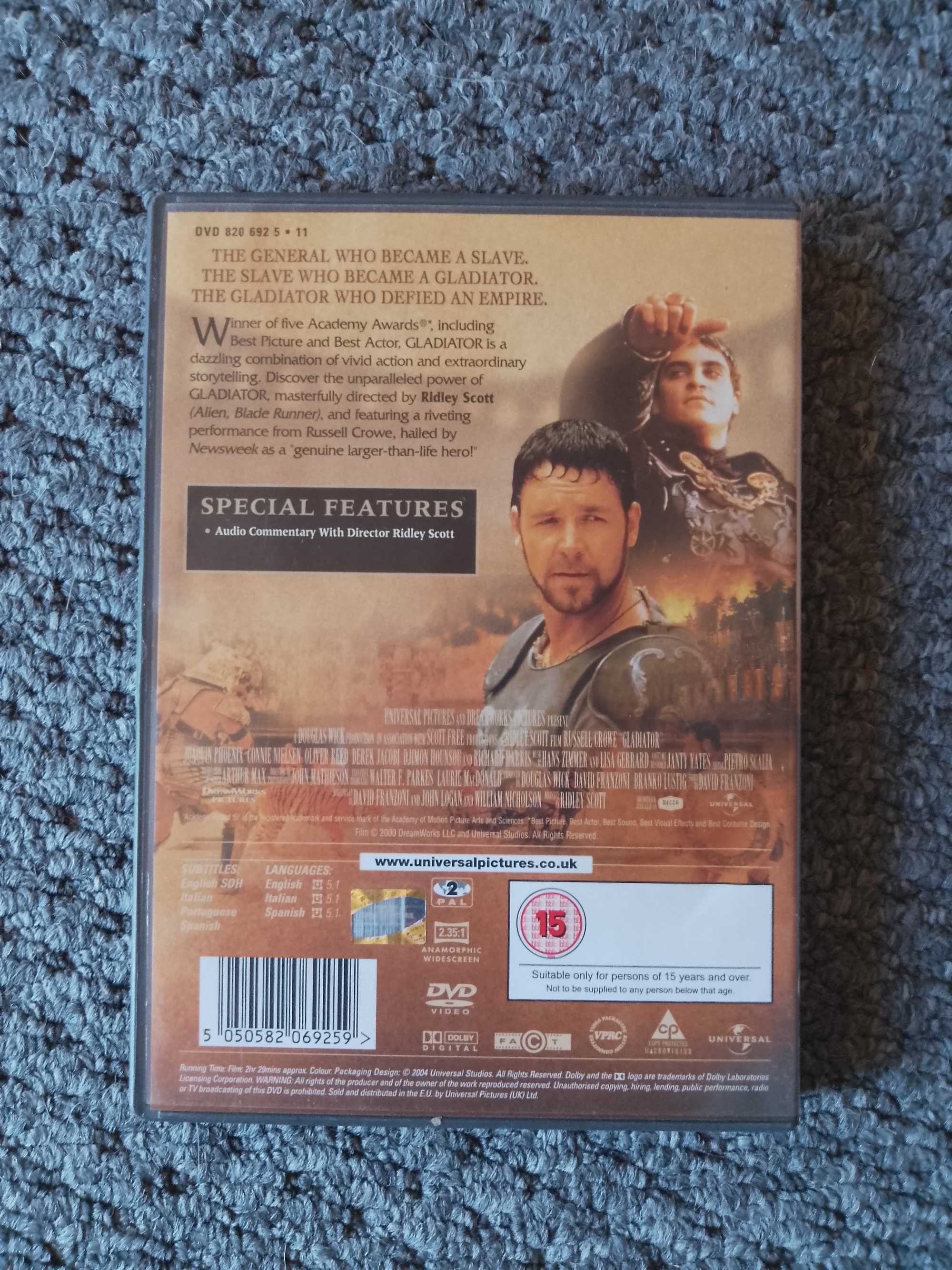 "Gladiator" Russell Crowe film dvd, angielska wersja językowa