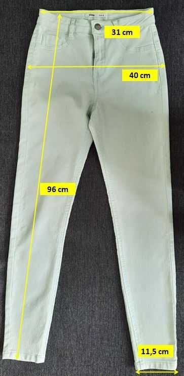 Damskie spodnie rurki jeansowe Sinsay kolor miętowy rozmiar S