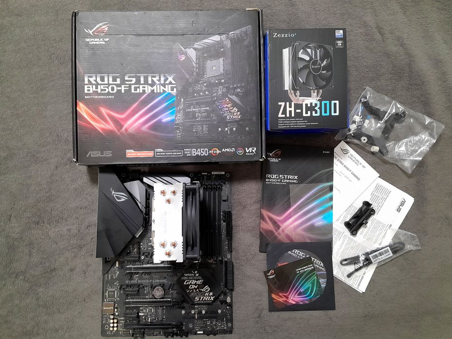 Комплект AM4 - Ryzen 5 5500, Asus Rog Strix B450-F Gaming  + башня
