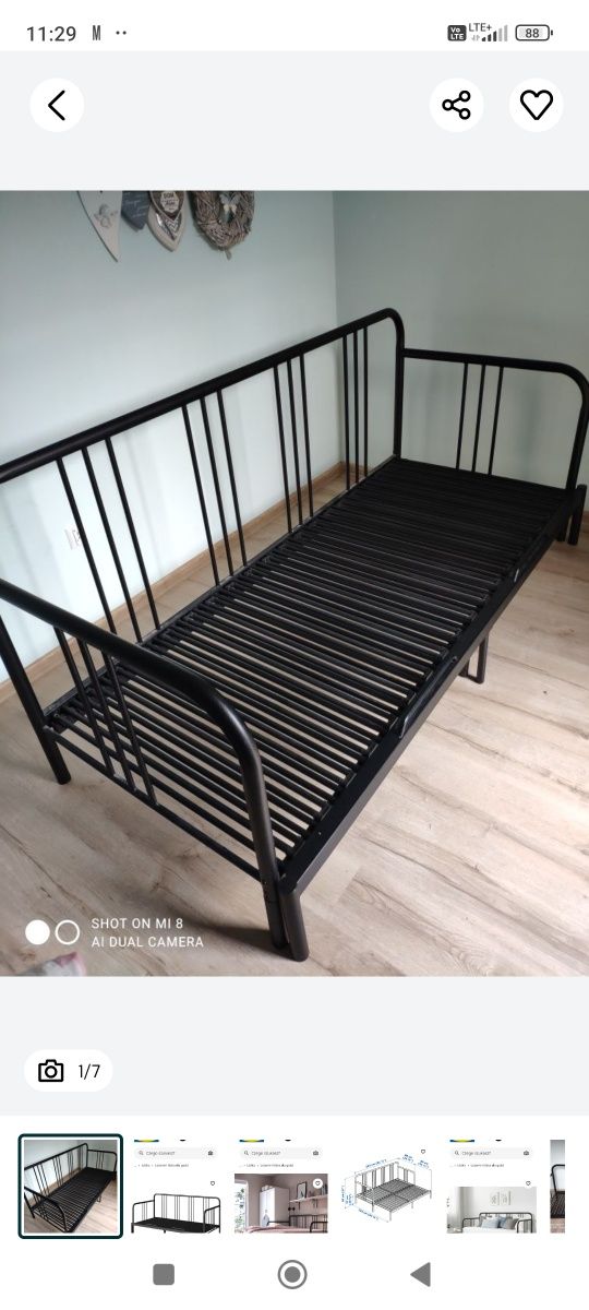 Ikea łóżko metalowe rozkładane 80)160/200 frysdall