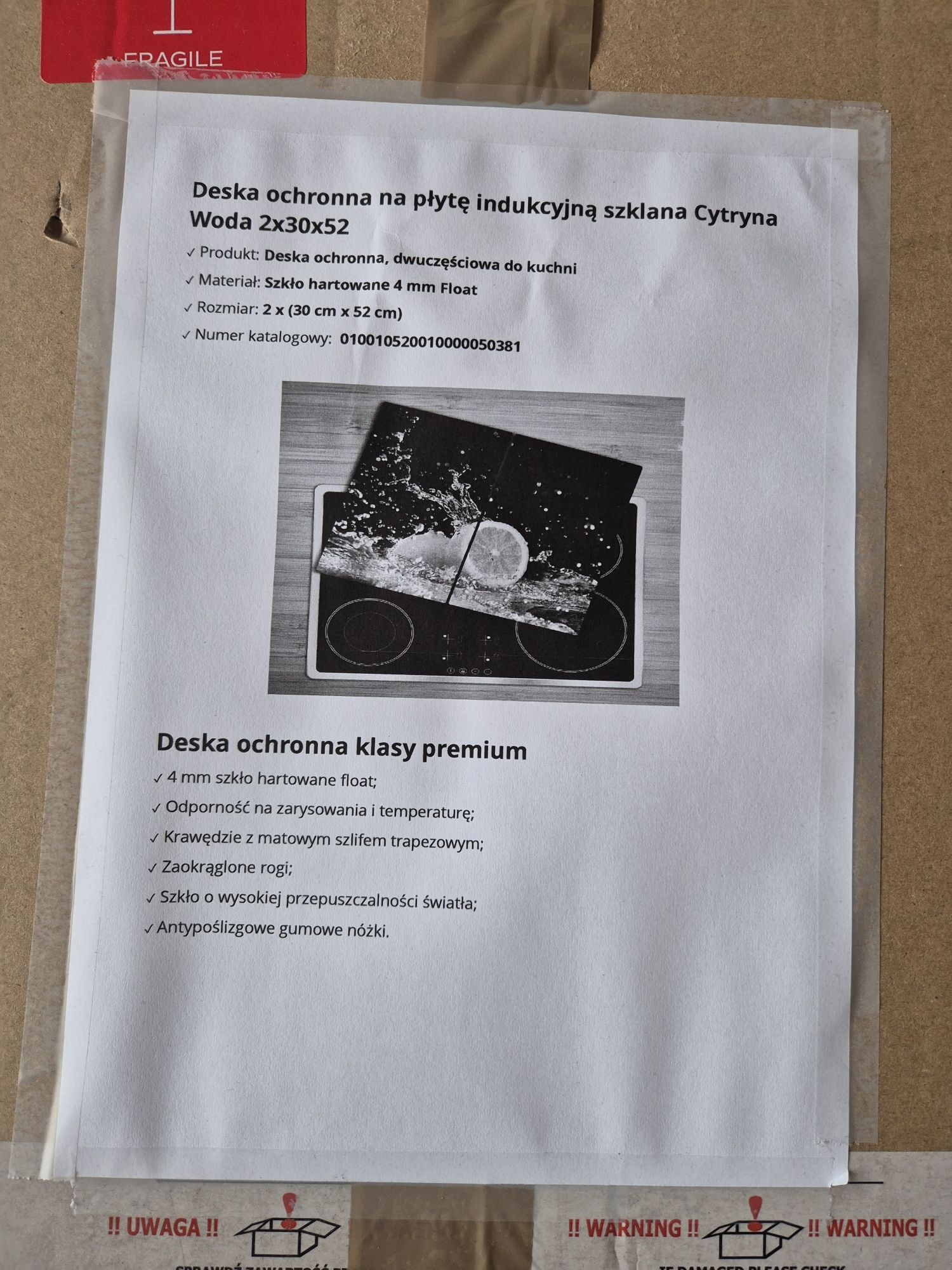 Szklana płyta ochronna na indukcję
