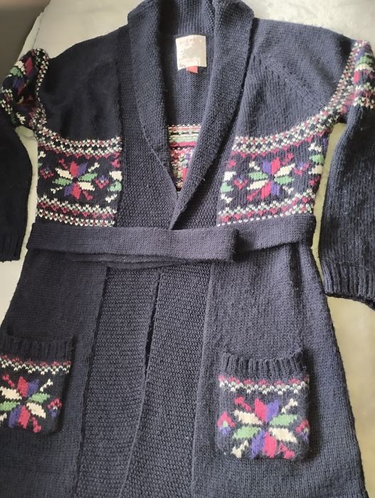 Sweter długi ciepły z welną alpaki