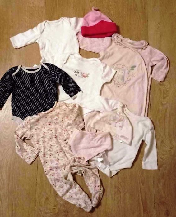 Zestaw body i pajace dla dziewczynki 0-3 mce 50-62cm