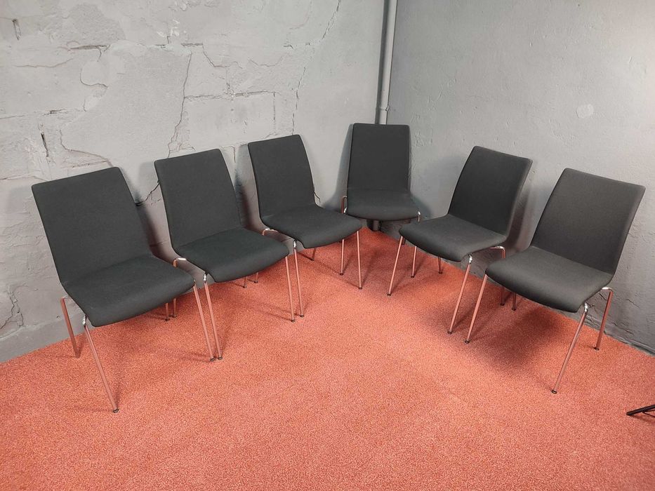 6 krzeseł biurowych czarne materiałowe BRUNNER krzesło biuro jadalnia