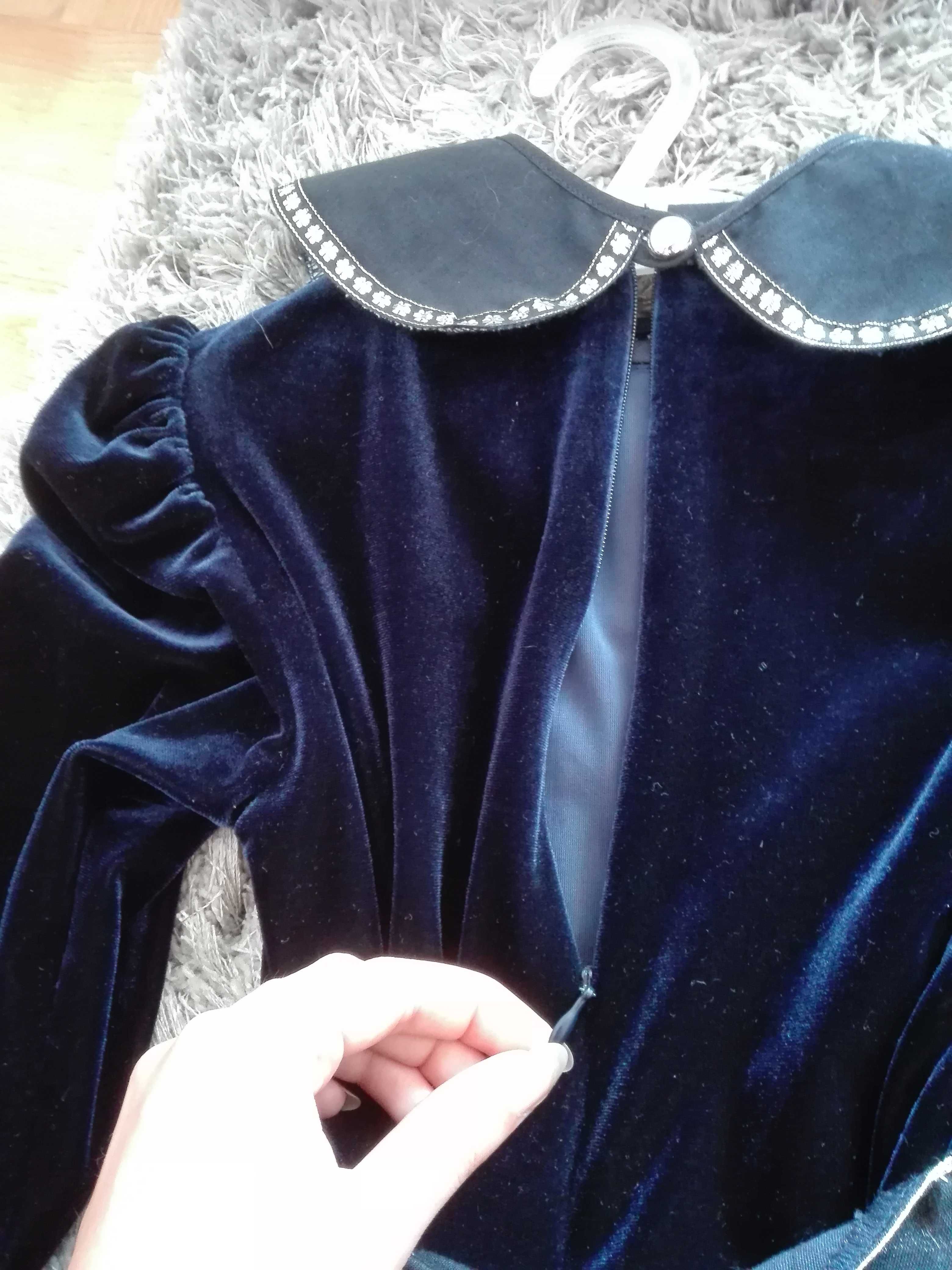 Elegancka, granatowa sukienka r.116, 6 lat święta, bal, rozpoczęcie
