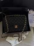 Czarna torebka chanel classic double flap 30 cm damksa skóra naturalna