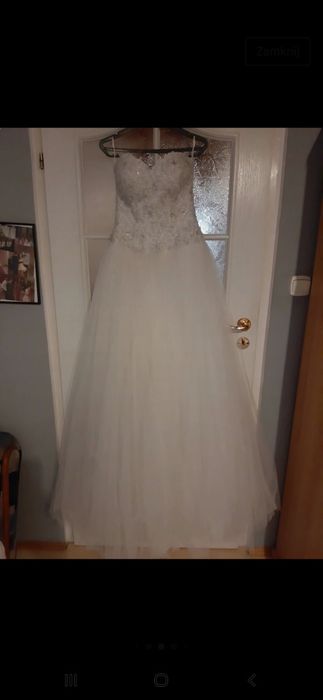 Suknia ślubna - księżniczka bez ramiączek, gorset