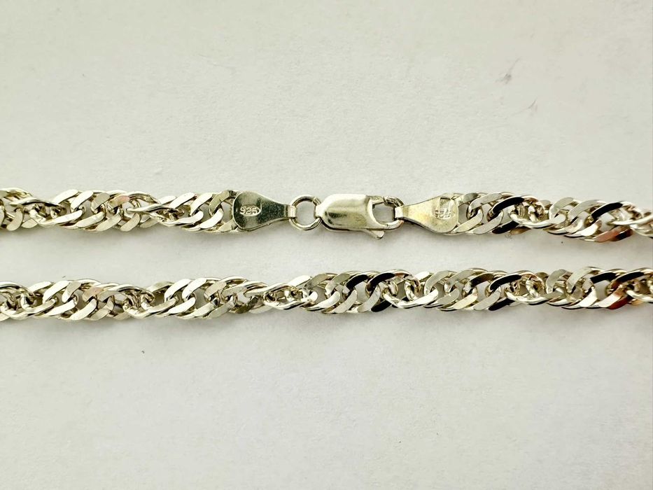 SC015 elegancki męski łańcuszek ze srebra próby 925 o splocie singapur