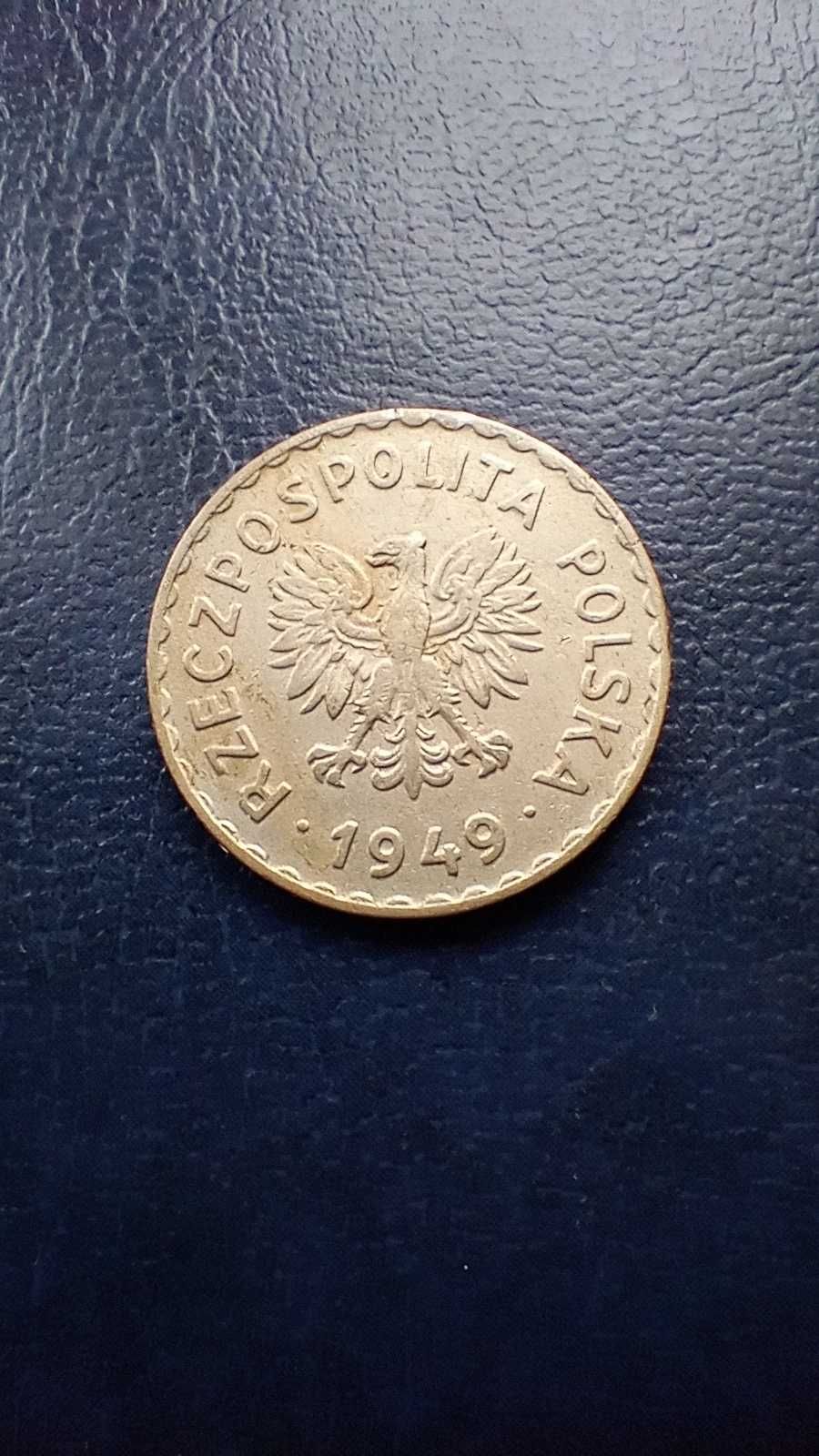 Stare monety 1 złoty 1949 MN PRL piękna