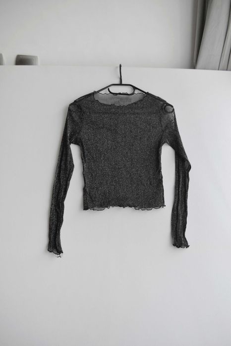 czarna bluzka z siateczki ze srebrną nitką M lolita gotycka karnawał