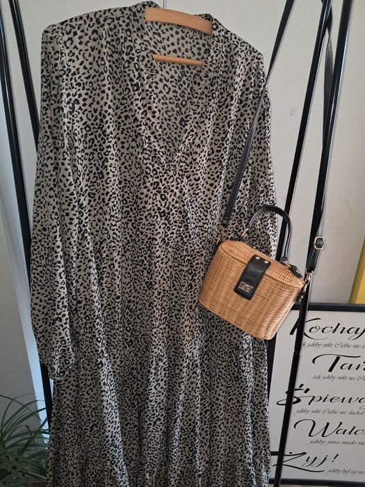 Sukienka długa panterka XXXL oversize plussize maxi 48