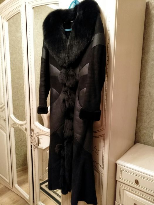 Замшева дублянка зі вставками шкіри. Замшевая дубленка