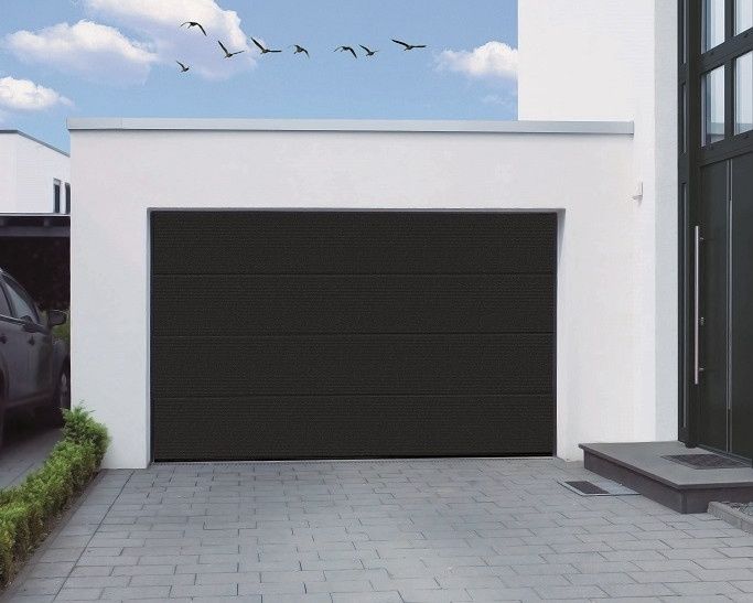 Brama Czarna na PILOTA 3000x2250 garażowa segmentowa