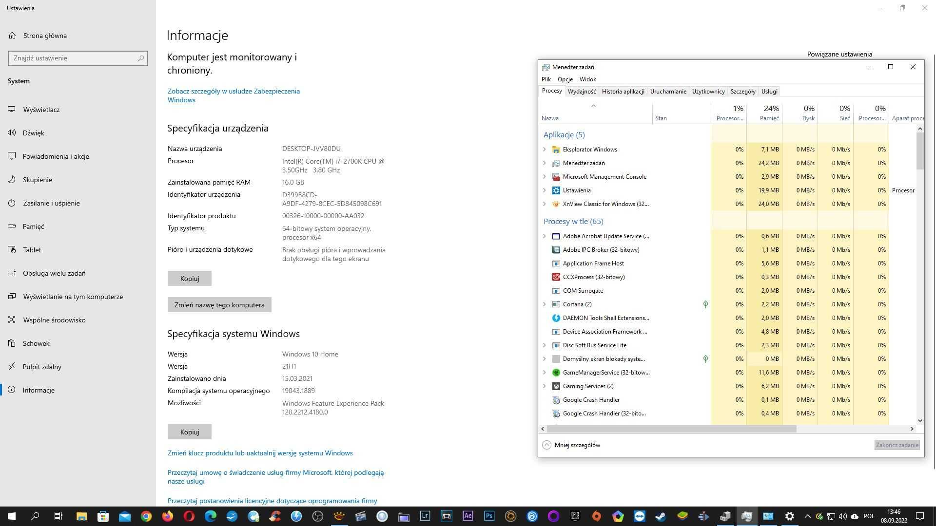 Komputer stacjonarny i7 2700K, 16 GB RAM i GeForce 560 Ti