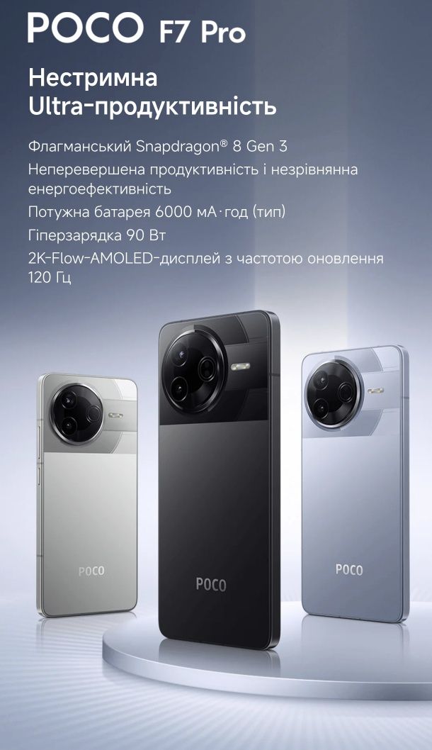 Смартфони Poco F7.,Poco F7 Pro.,Poco F7 Ultra