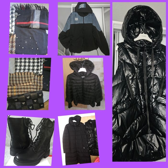 Kurtki szale z butami zestaw JESIENNO ZIMOWY r.L/ XL