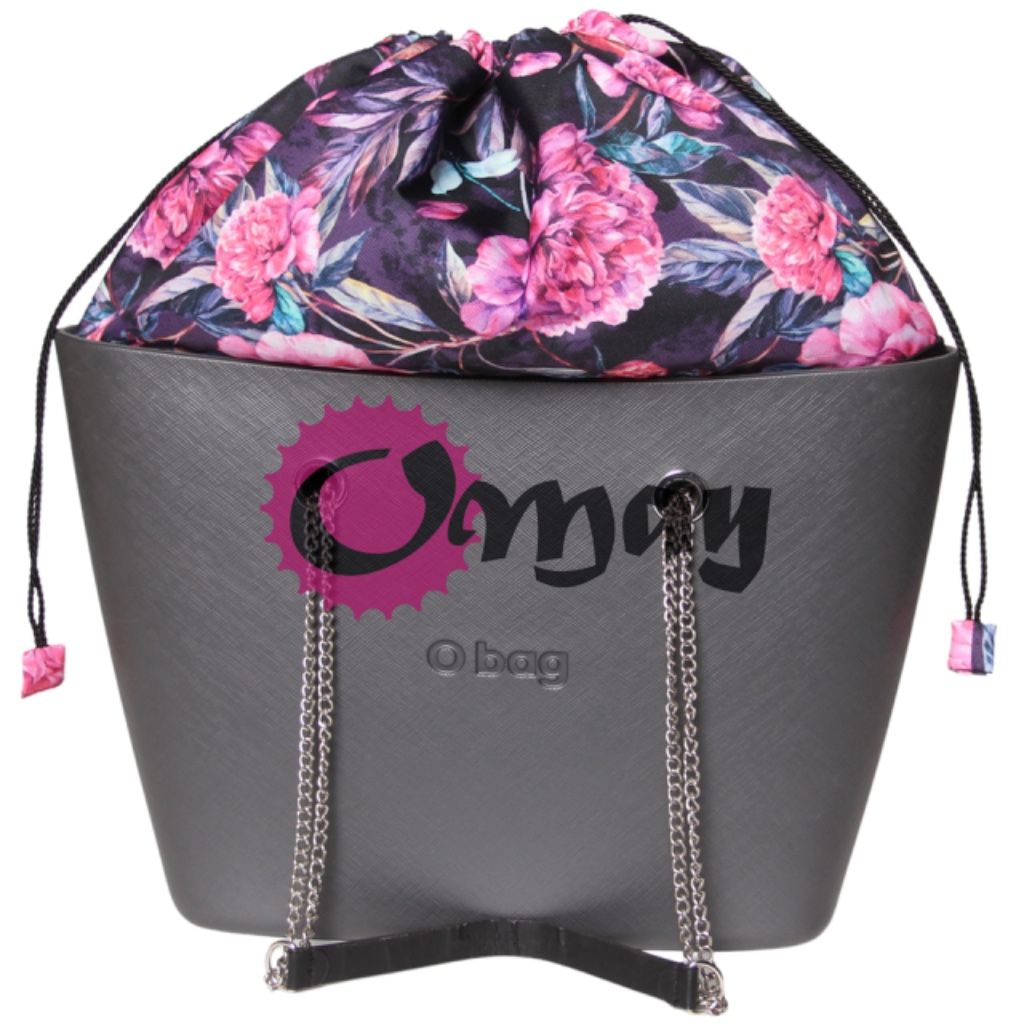 Różowe Piwonie organizer do OBAG URBAN worek czarny 2 kieszenie OMAY