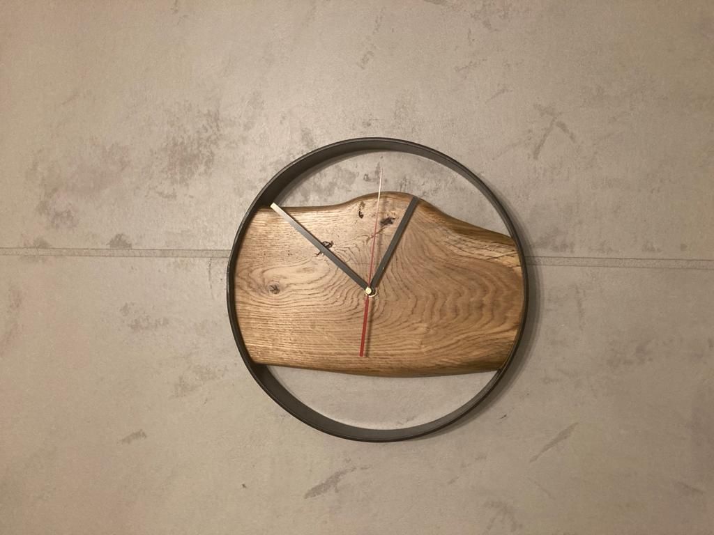ZEGAR LOFTOWY dębowy stal i drewno dąb handmade