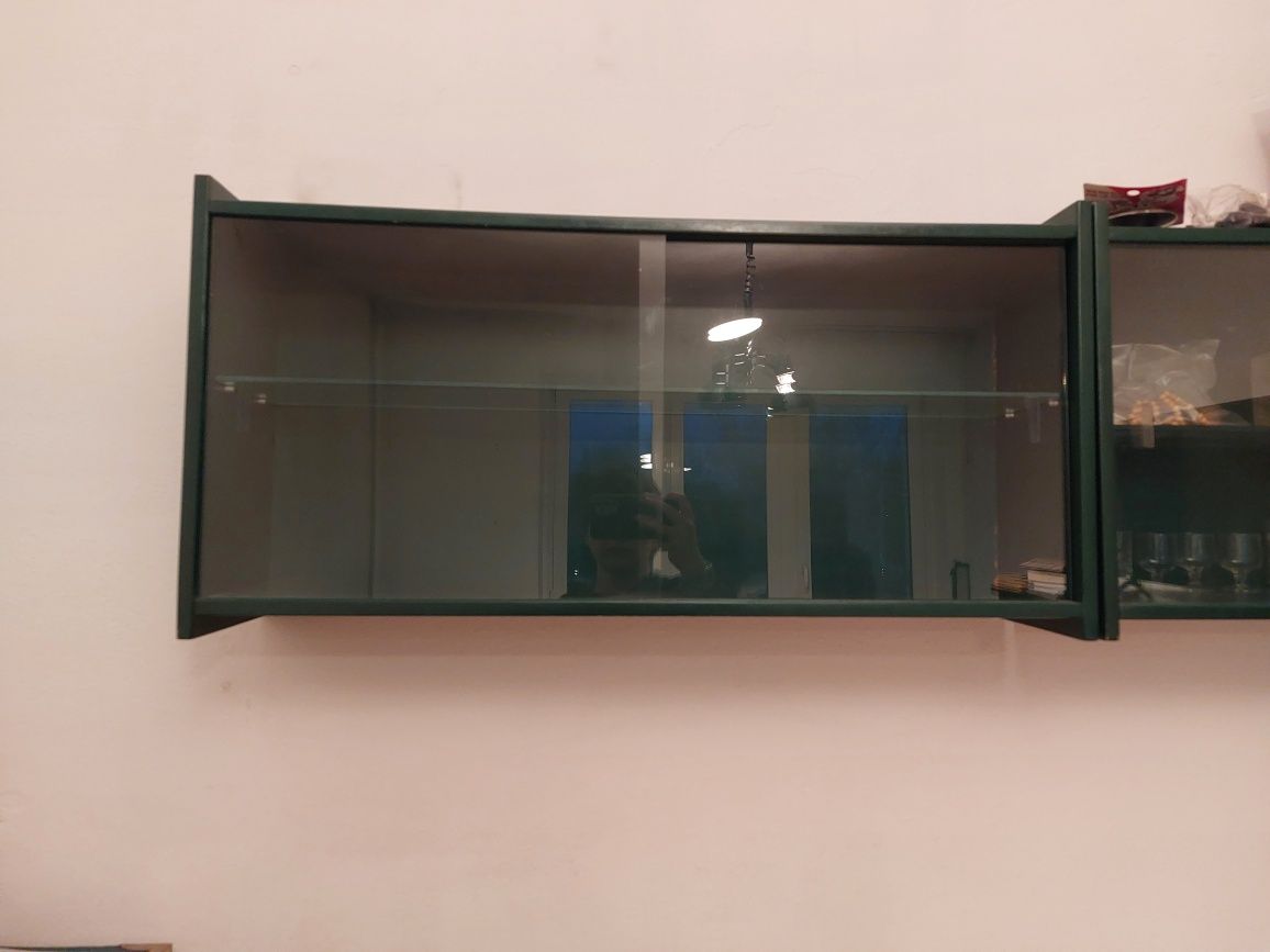 Szklana gablota ze szklaną półką