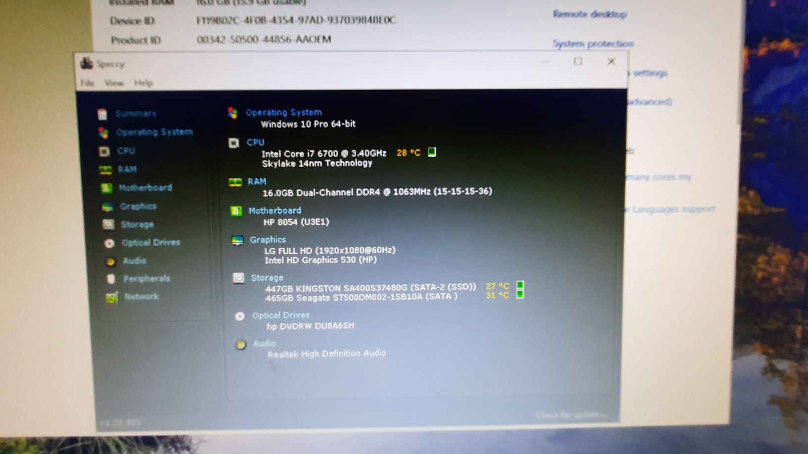 Pç HP 600G2 6ªG|i7.6700-3.4Ghz|16G-DDr4|SSD512G+HDD500G|W10|W11