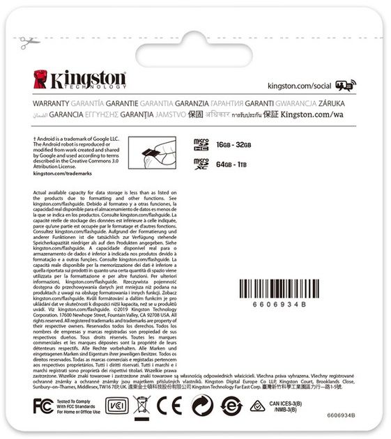 Карта пам'яті Kingston microSDXC 256GB Canvas Select Plus Class 10 UHS