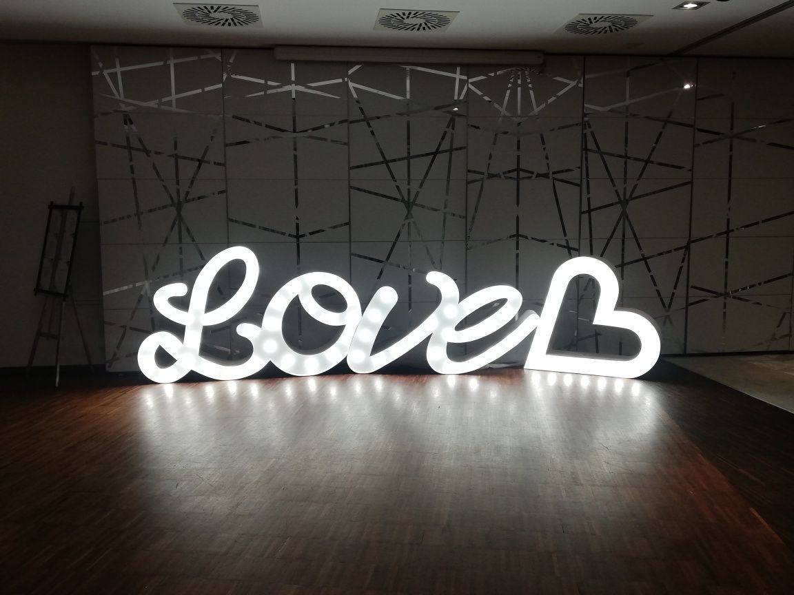 Napis LOVE pisany + serce, 120cm, sprzedaż