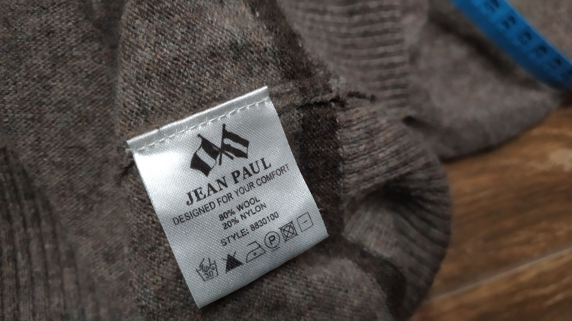 Sweterek męski rozmiar XXL Jean Paul 80% wełna brązowy