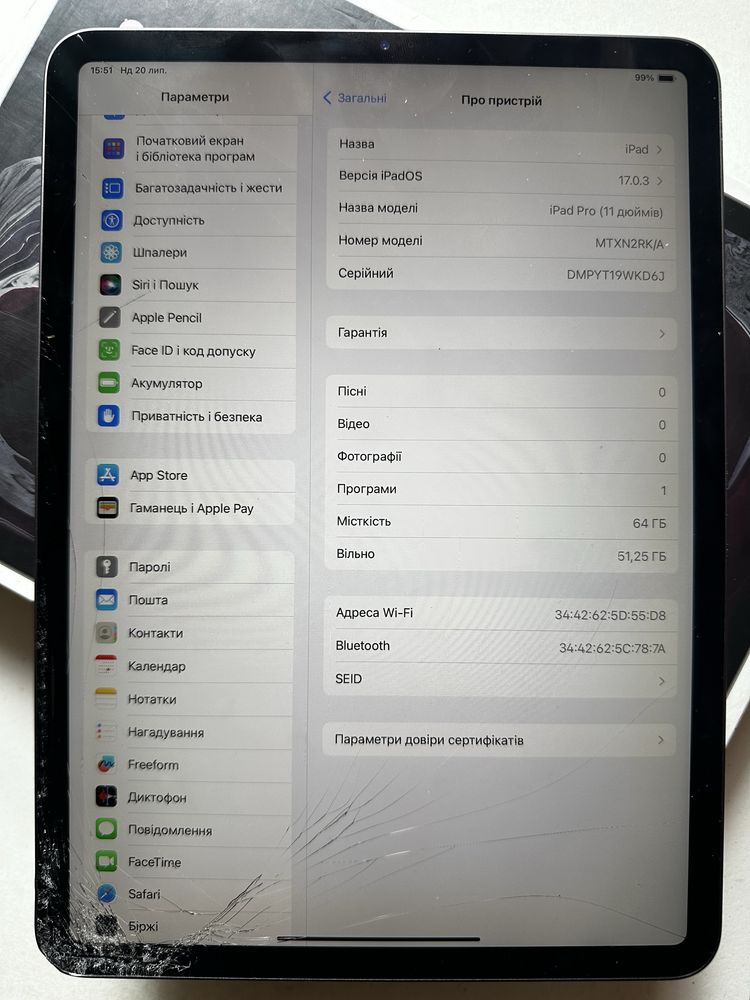 Apple iPad Pro 11 Wi-F 64Gb.