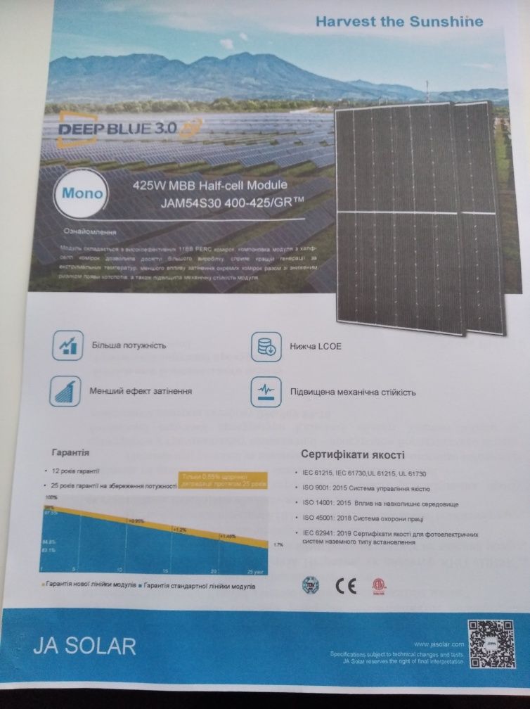 Панелі сонячні ja solar 420w 565w джа солар електростанції різних тип