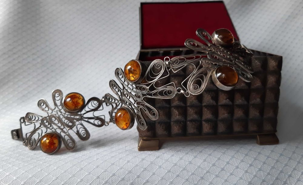 Srebrna bransoletka Imago Artis Kraków, filigran. PRL.