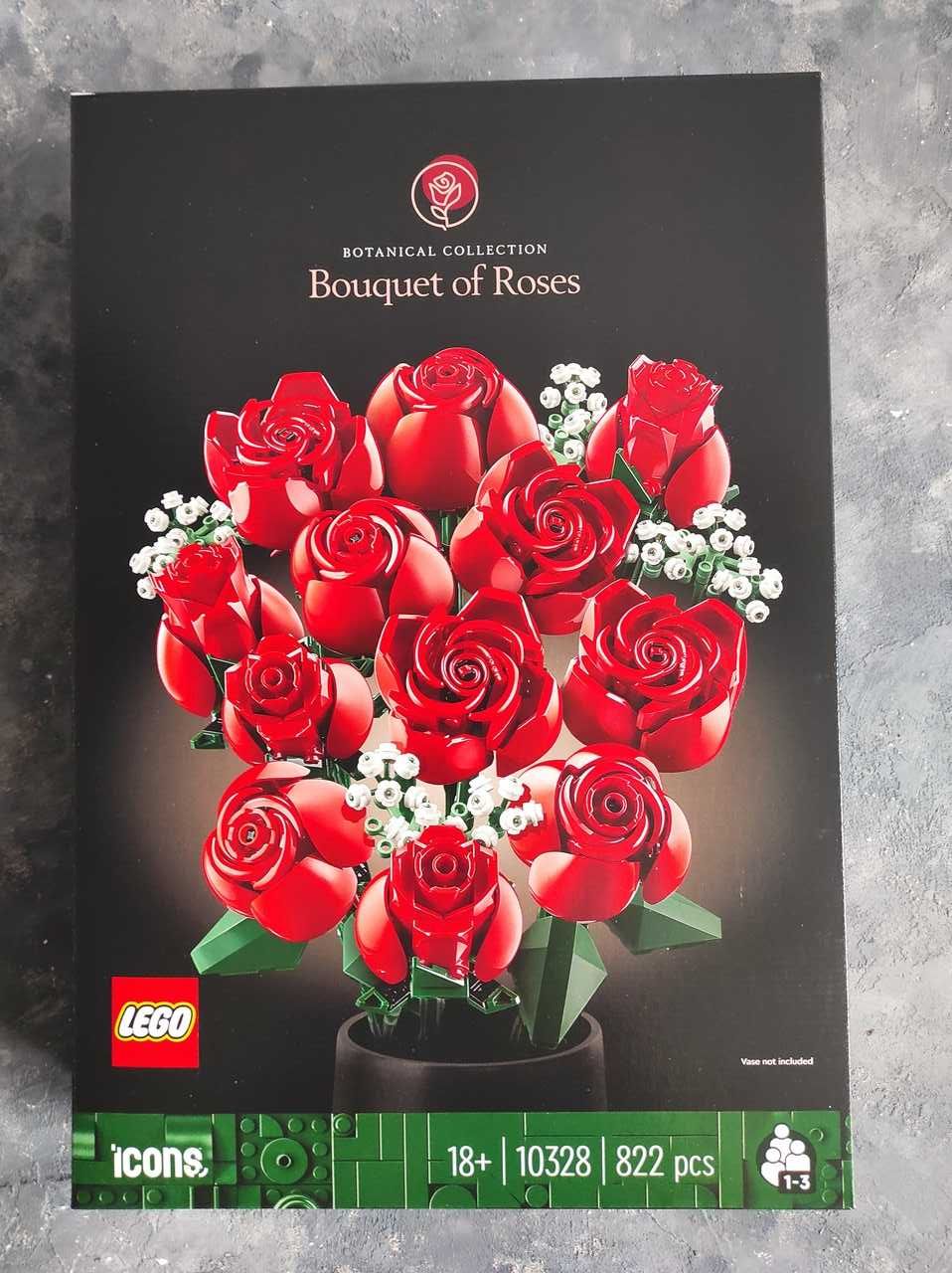 LEGO Bukiet Róż 10328 w pudełku prezentowym z kartką walentynkową