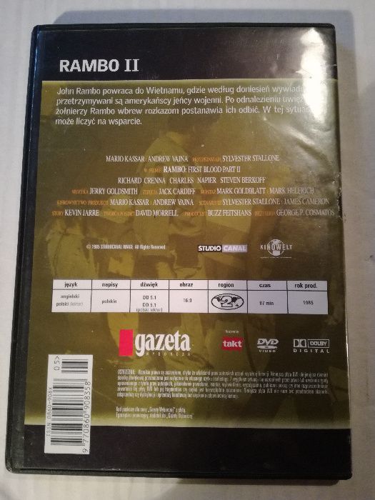 Rambo II - pierwsza krew. Film DVD.