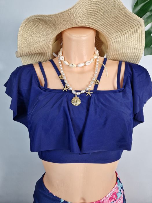 Strój kostium kąpielowy dwuczęściowy S 36 nowy granatowy hiszpanka