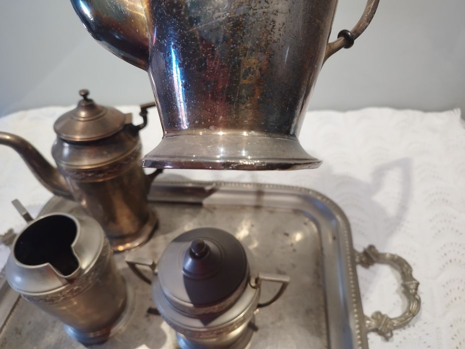 Conjunto de chá/café em estanho