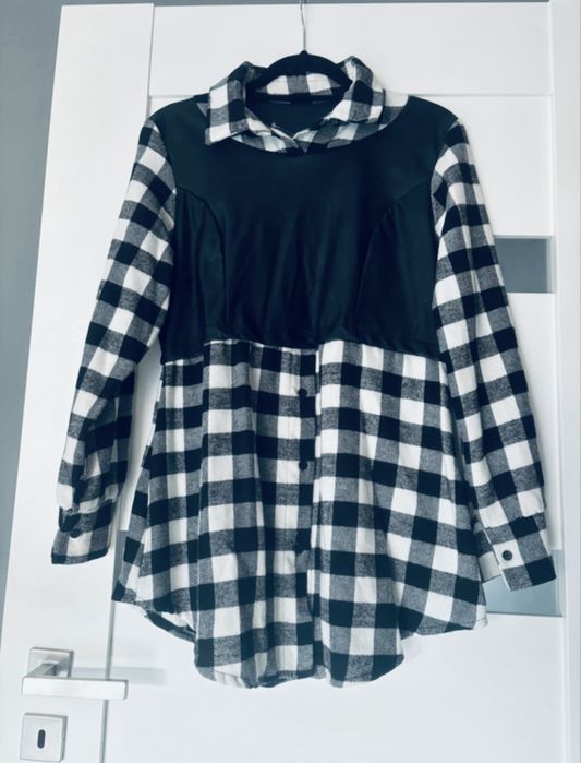 Tunika koszula kratka ciaza ciazowa na jesien mogito M 38 w krateczke