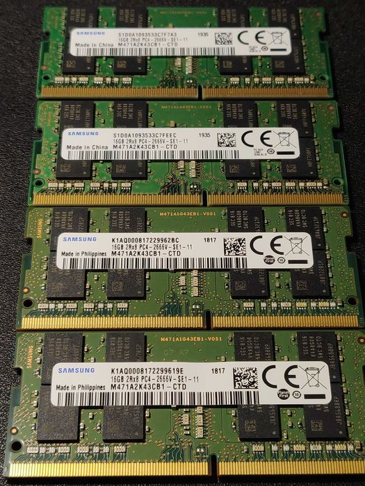 Samsung 16 GB x 2 SO-DIMM DDR4 (2666 MHz). Итого: 32 GB