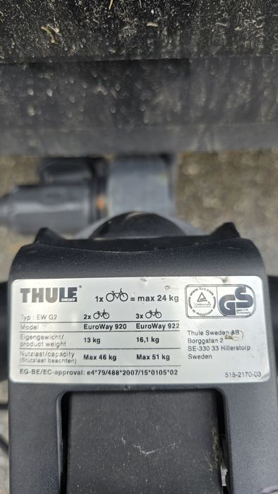 Thule EuroWay 922 na trzy rowery odchylany