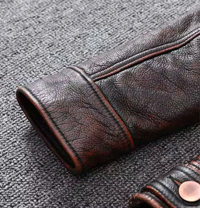 Kurtka skórzana męska brązowa ramoneska skóra vintage