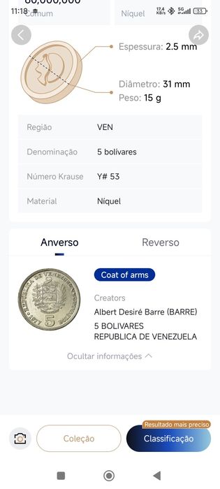 5 Moedas antigas Venezuela