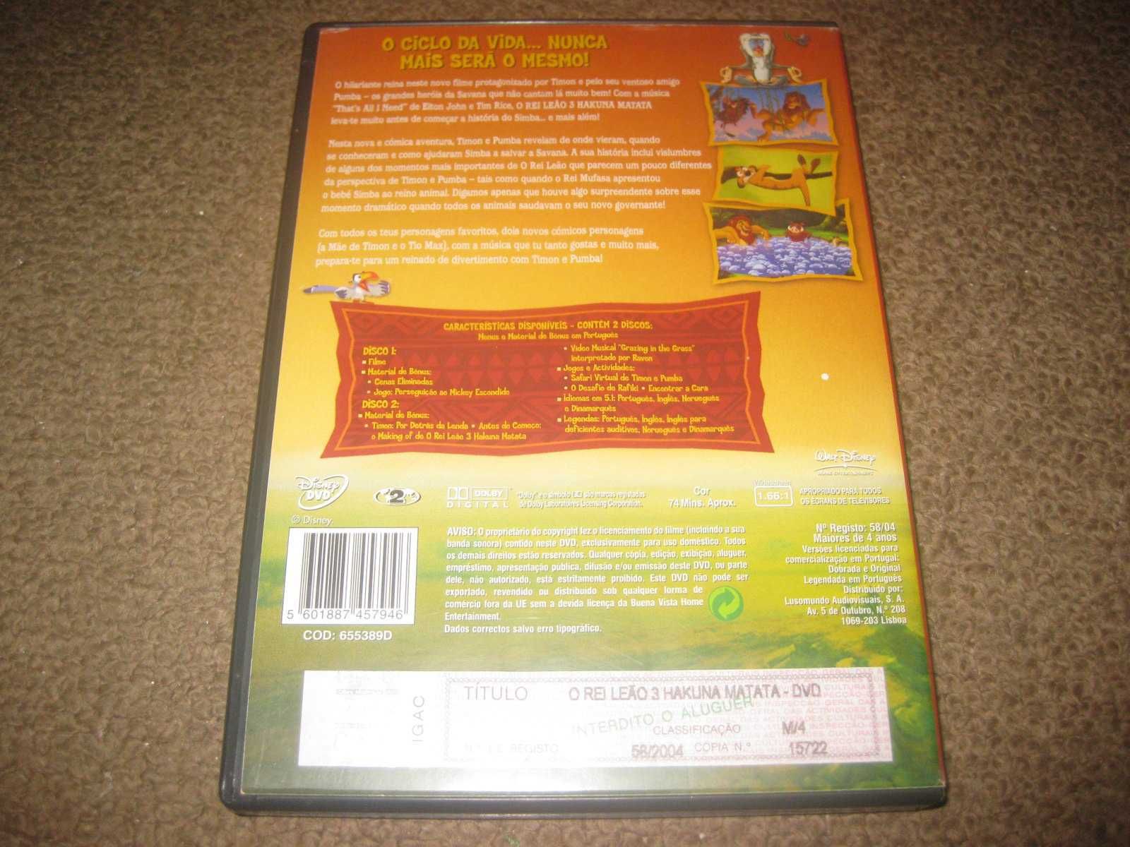 "O Rei Leão 3: Hakuna Matata" Edição Especial com 2 DVDs