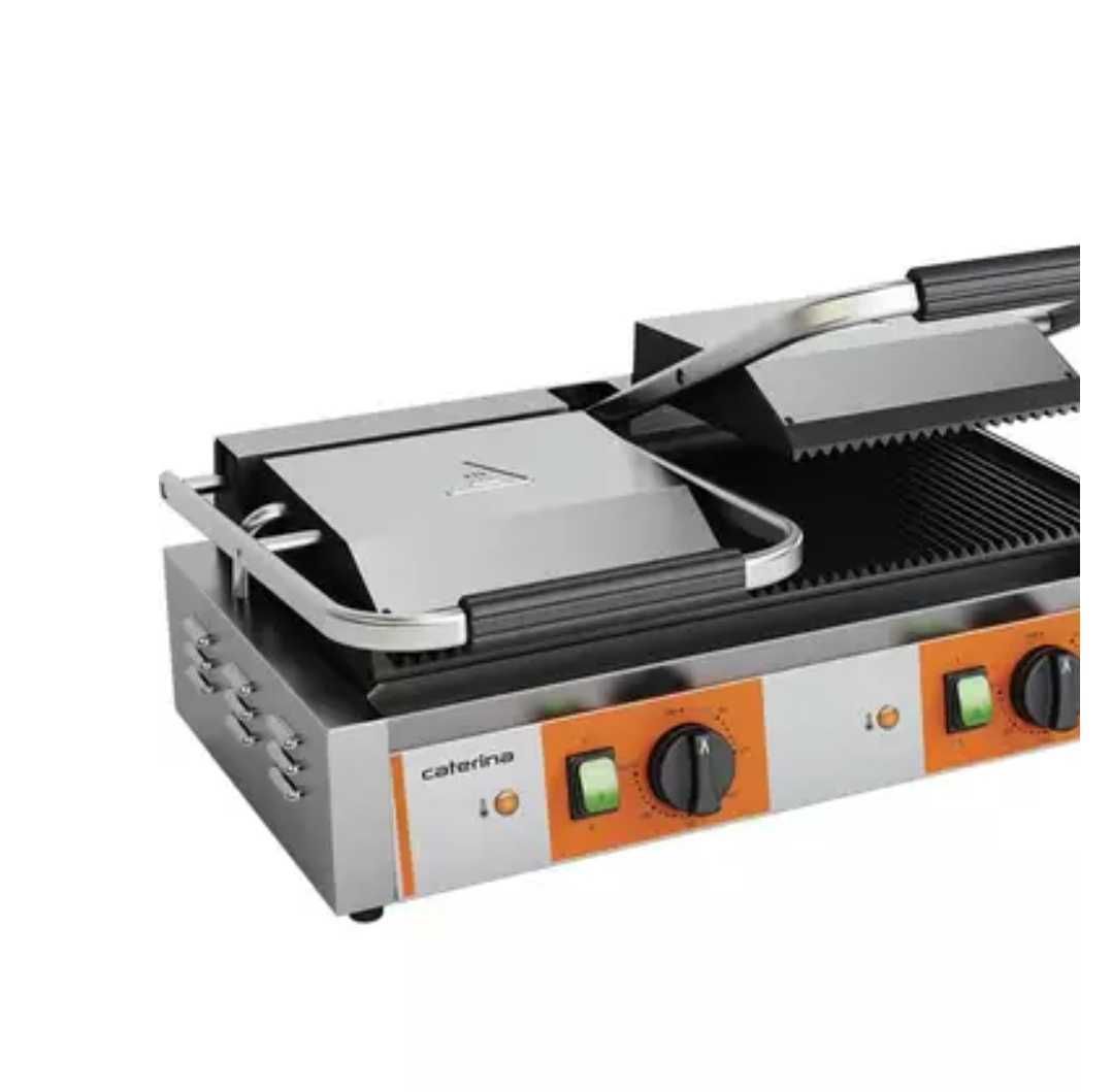 Kontakt grill podwójny ryflowany, 3,6 kW, 360x570x200 mm | CATERINA