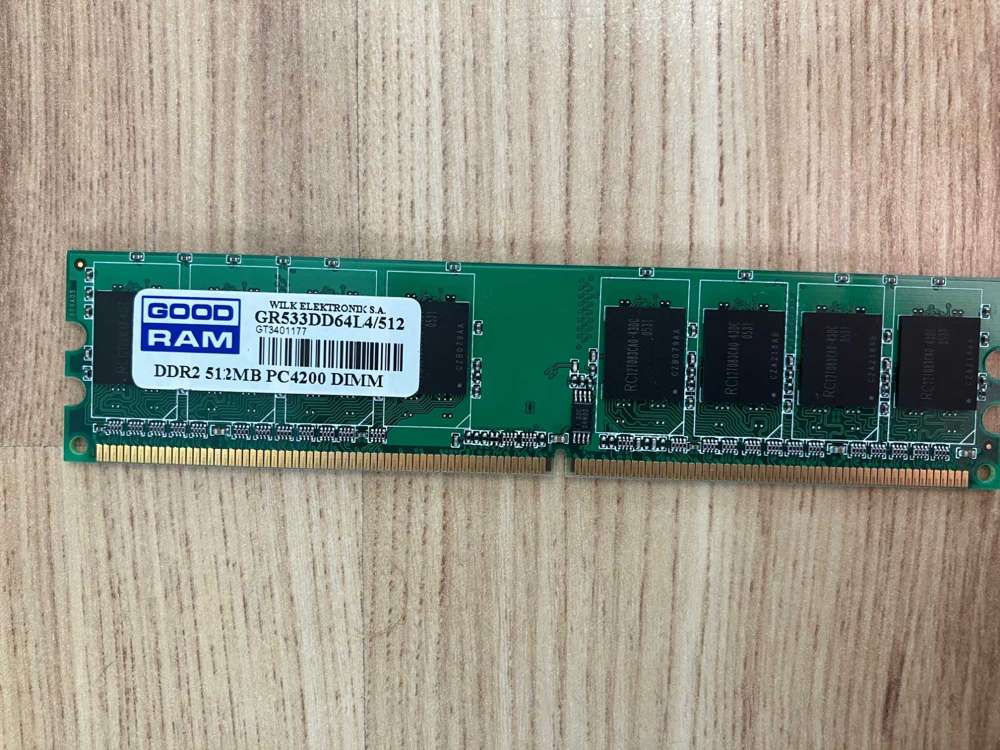 Pamięć RAM DDR2 512MB Kingston KVR400X64C3AK2 i Good Ram GR533DD64L4