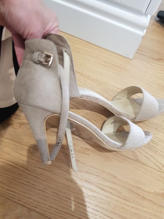 Buty na obcasie sandały szpilki 40 wysokie nude czarne