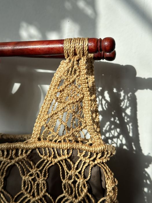 Сумка плетена з деревʼяними ручками